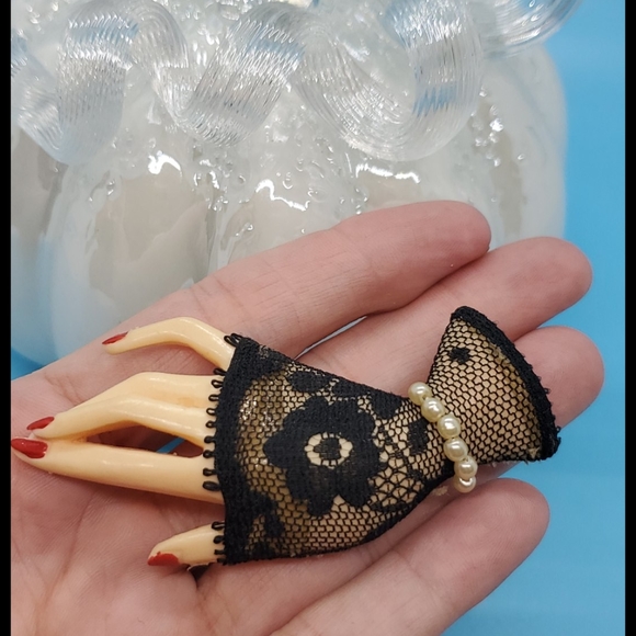 Vintage•80s•black lace & pearls, red nails•Bundle - Picture 2 of 13